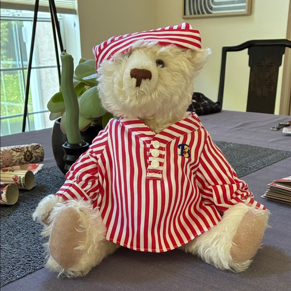 Charming Striped Red and White Teddy Bear